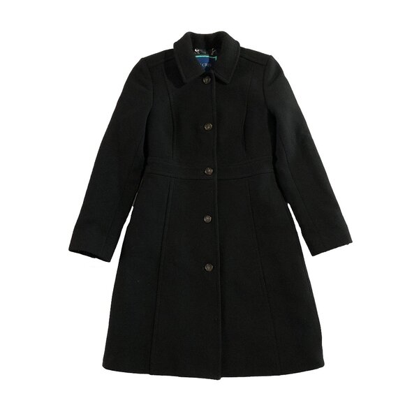 J. Crew Classic Lady Day Coat Women 6 Black Italian Double-Cloth Wool Thinsulate - Picture 1 of 13
